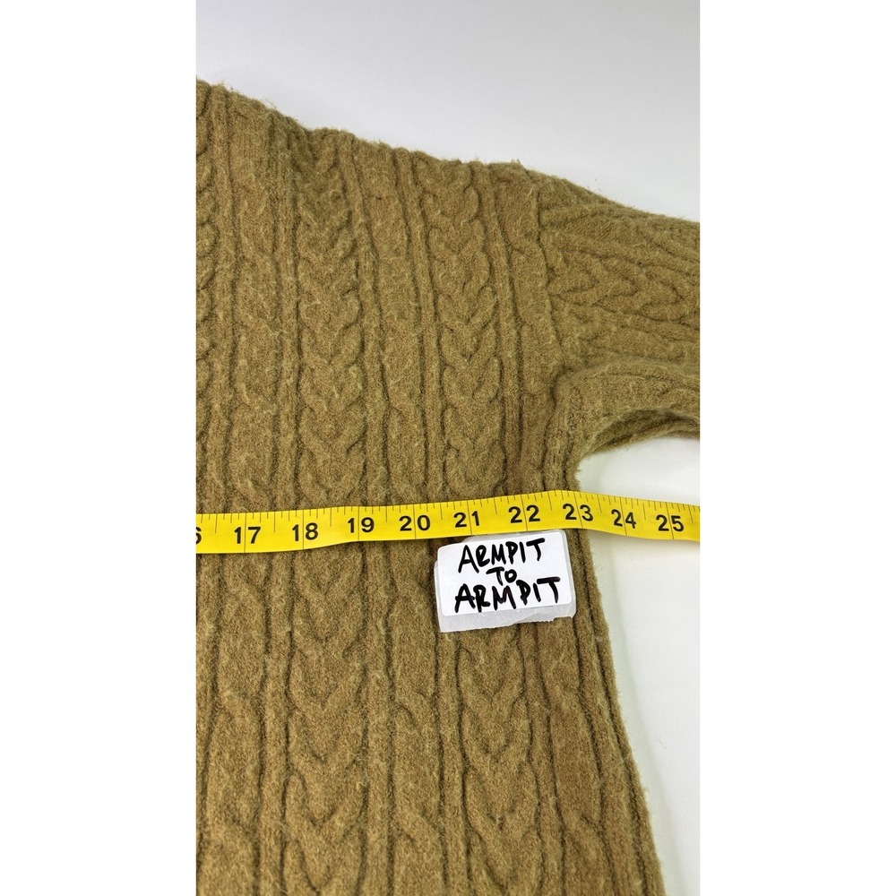 Aelfric Eden Sweater Womens Large Mustard Green Cable Knit Pullover A16-889 - Picture 5 of 8